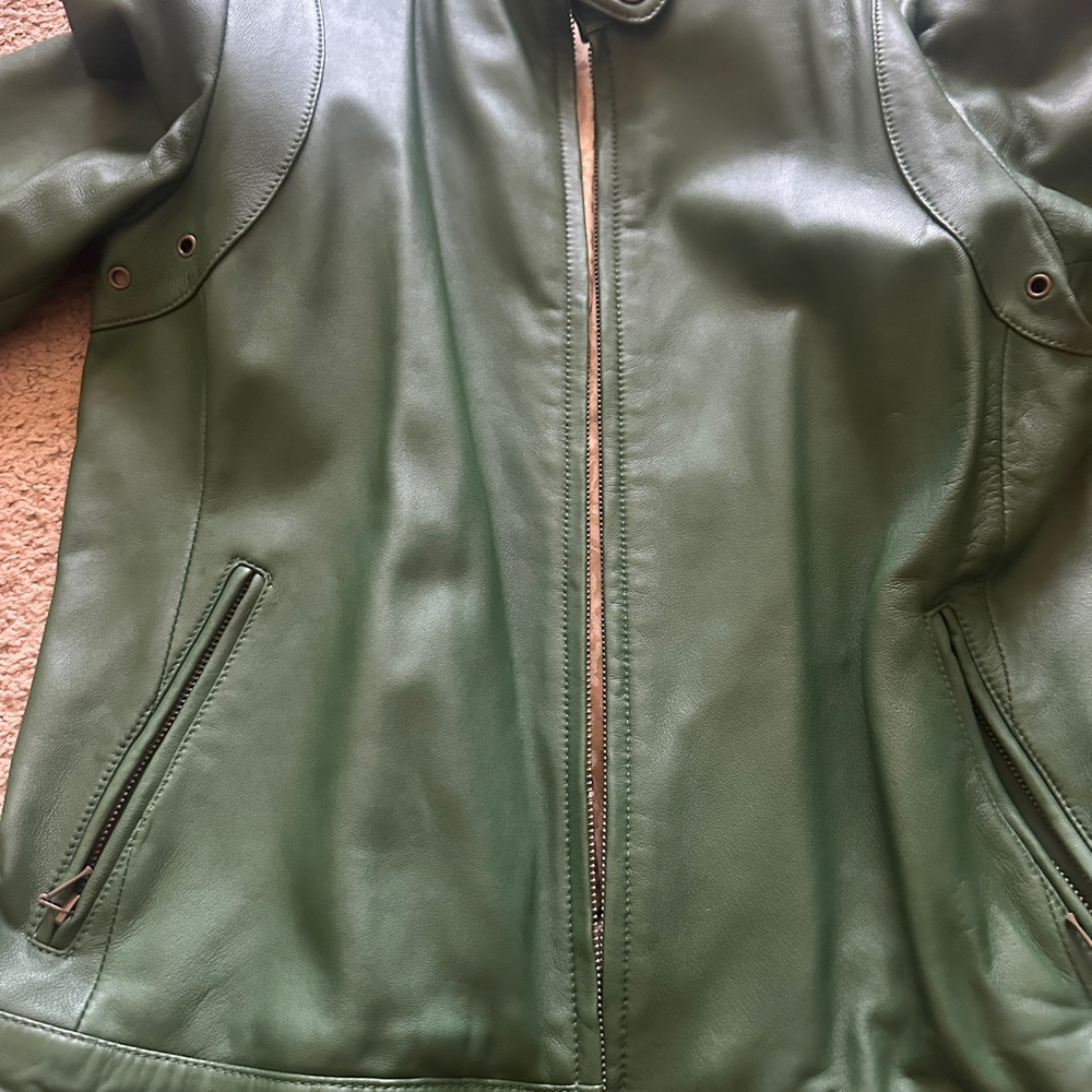Green Women's leather Jacket